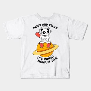 Paws and relax its panda monium time Kids T-Shirt